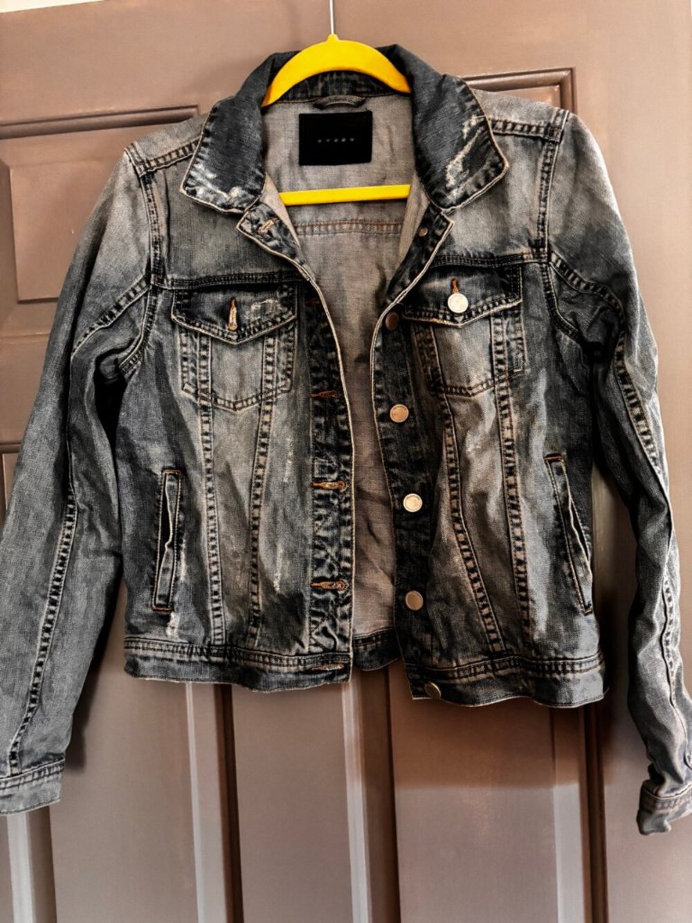 BlankNYC Distressed Denim Trucker Jacket